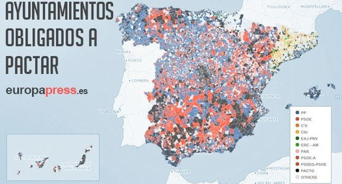  1.600 ayuntamientos necesitan multipactos para sus gobiernos